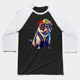 Childish Pug in Pirate Hat - Cute and Playful Dog with Pirate Costume Baseball T-Shirt